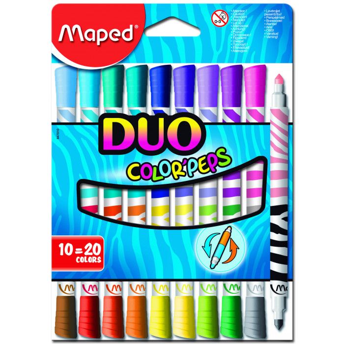 Marcadores escolar maped colorpeps x10 duo