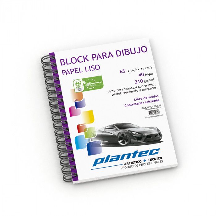 Block plantec a5 210grs.40hjs.liso laterales