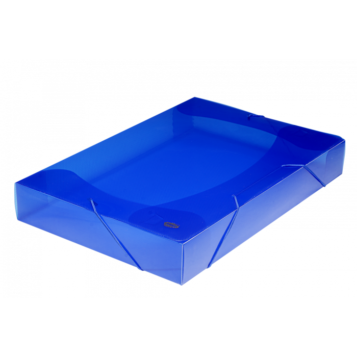 Caja con elastico rideo oficio 5cm.translucida color sur