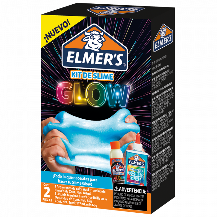 Pegamento elmers kit slime glow x2 in the da