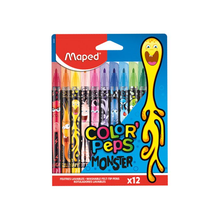 Marcadores escolar maped colorpeps monsters x12