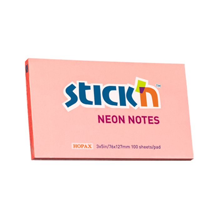 Notas adhesivas stick neon 76x127 rosa
